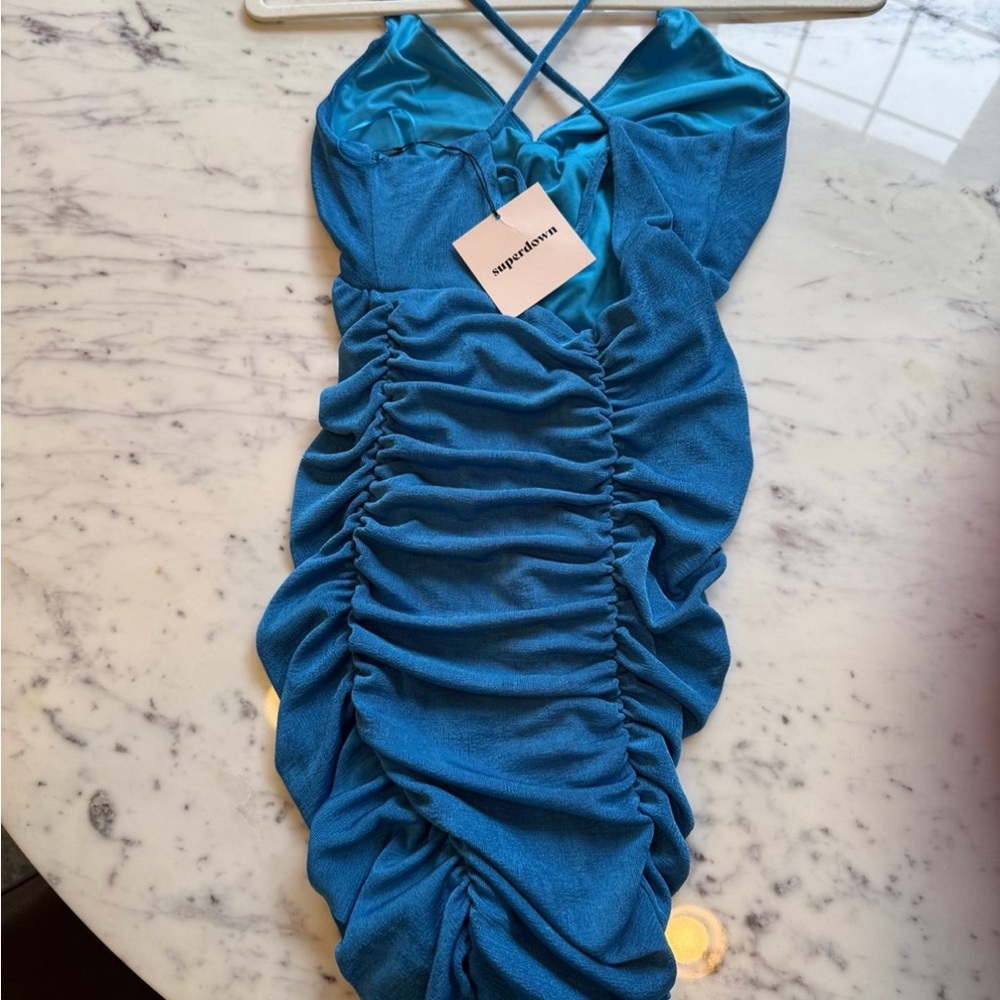 superdown Blue Ruched Mini Dress - Picture 2 of 2